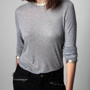 ZADIG&VOLTAIRE WILLY GOLD TSHIRT GREY/GOLD SIZE S